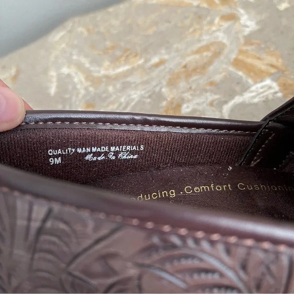 Easy Works Lyndee Women’s 9 Clog Brown Slip Resistant Work Shoe Floral Design - Picture 10 of 11